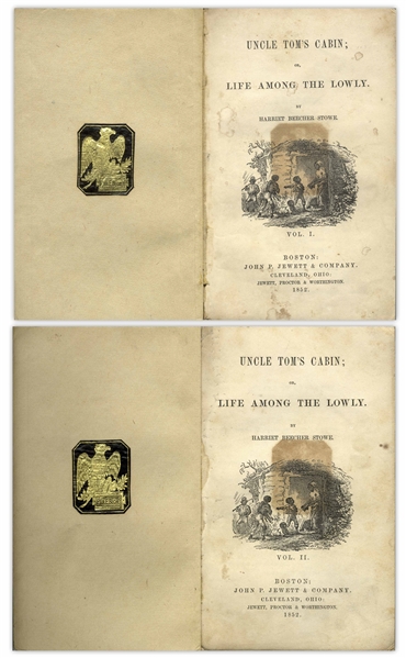 First Edition, First Printing of ''Uncle Tom's Cabin'' by Harriet Beecher Stowe -- The Scarcest Variant of the First Printing, in Publisher's Wrappers